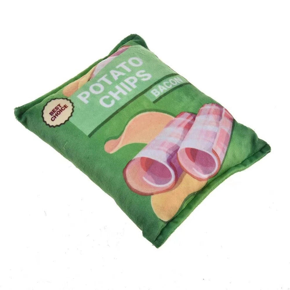 PETKIN DOG TOY SHAPE OF BAG OF CHIPS BACON